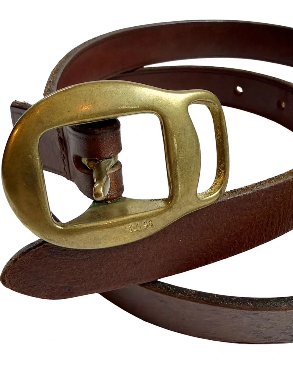 Vintage 1996 Ralph Lauren Equestrian Saddle Leather And Brass belt Size M